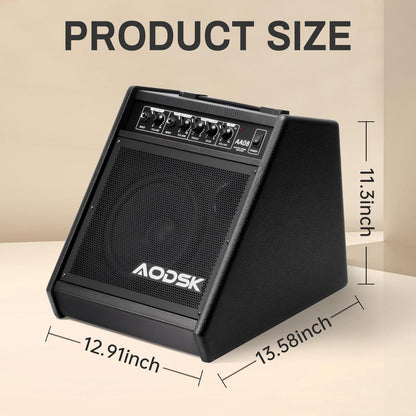AODSK 30W プロフェッショナル 電子ドラムアンプ | デュアルスピーカー (8インチウーファー + 2インチツイーター) | キーボード/ベース/シンセサイザー対応 | AUX入力 + レコーディング出力 | トレブル/ミッドコントロール (UAA-08)