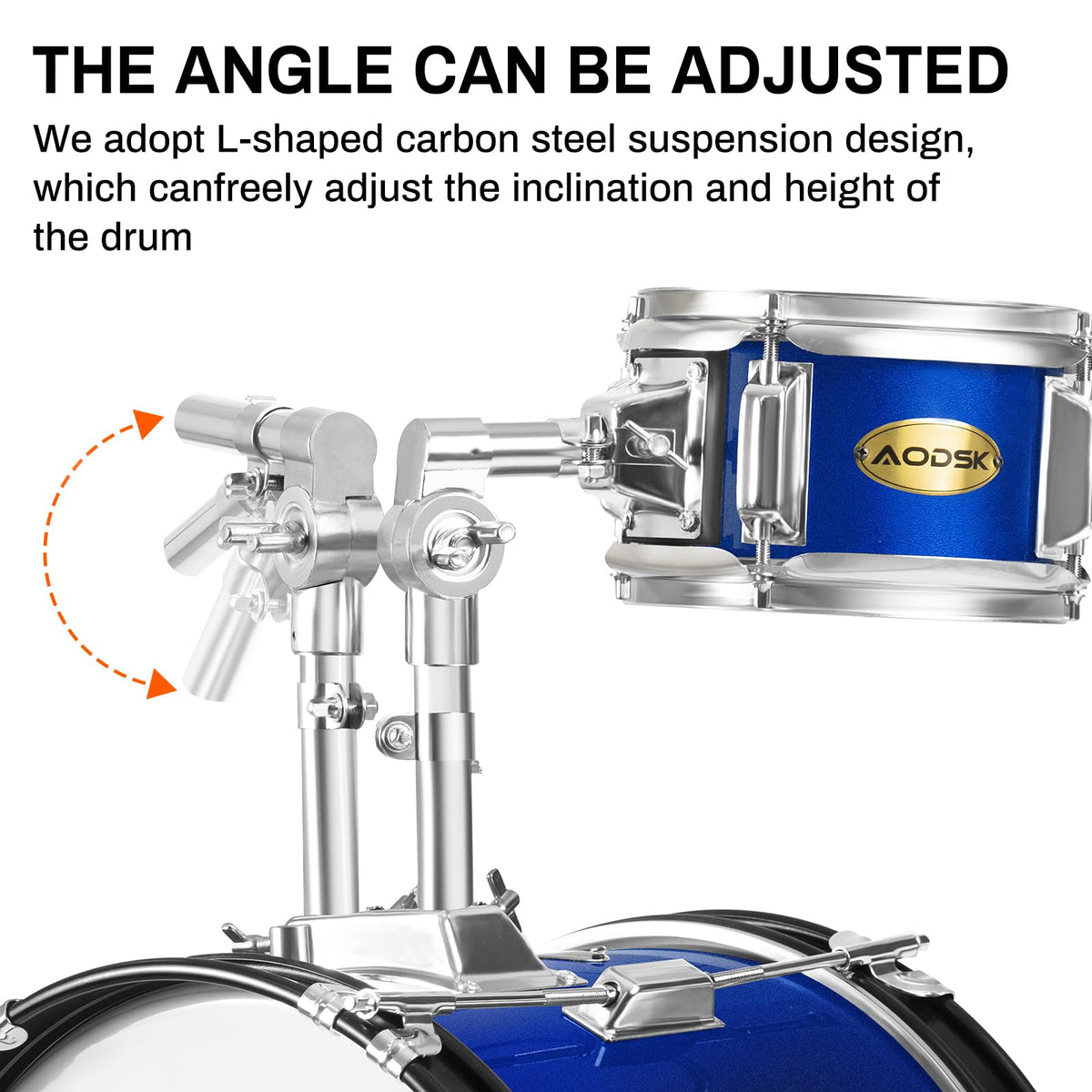AODSK 5-Piece Beginner Drum Set – 14" Full Size Kit in Blue with Throne, Cymbal, Hi-Hat & Pedal