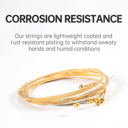 AODSK Guitar Strings,Light Acoustic Strings Phosphor Bronze Coating Acoustic Guitar Strings,5 Sets of 6 Hex Steel String(.011-.050)