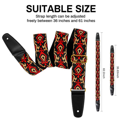 AODSK Guitar Strap Vintage Woven Adjustable,includes 2 Strap Locks, For Bass, Electric & Acoustic Guitars (Gilded Sonata)
