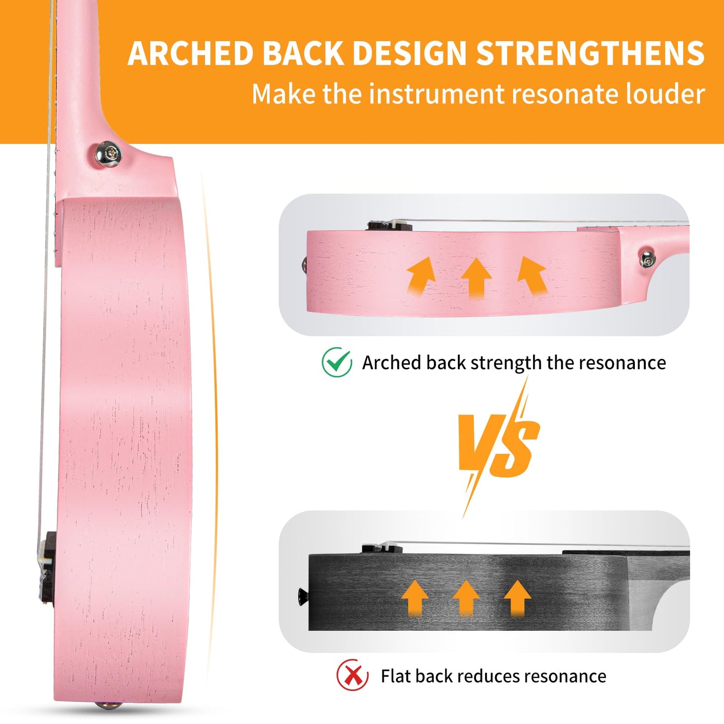 AODSK Soprano Pink Ukulele for Beginner 21 Inch Ukelele with Gig Bag Strap Nylon String 4 Picks Holiday Gift