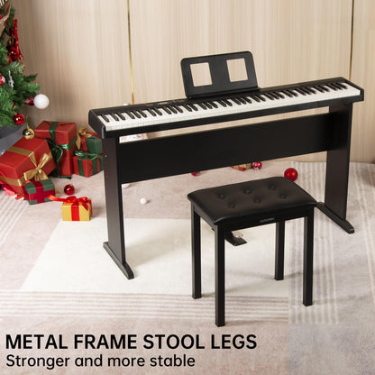AODSK Piano Bench with Padded Cushion,Iron Leg Material Keyboard Bench,Stronger and More Stable Comfortable PU Leather Piano Chair Seat,17.72''x11.61''x19.49''-Black