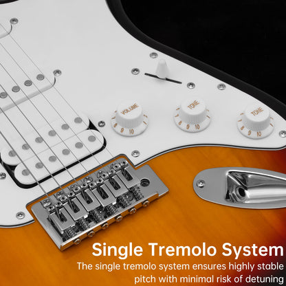 AODSK 39" Electric Guitar Starter Kit – Sunburst HSS | Vintage-Inspired Tone, Full Beginner Set with Bluetooth Amp