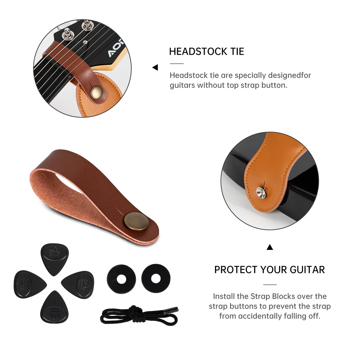 AODSK Guitar Strap Vintage Woven Adjustable,includes 2 Strap Locks, For Bass, Electric & Acoustic Guitars (Orange Vine)