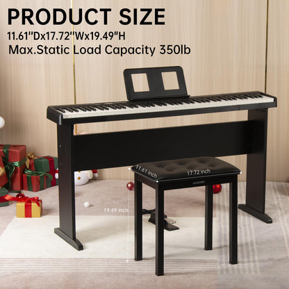 AODSK Piano Bench with Padded Cushion,Iron Leg Material Keyboard Bench,Stronger and More Stable Comfortable PU Leather Piano Chair Seat,17.72''x11.61''x19.49''-Black