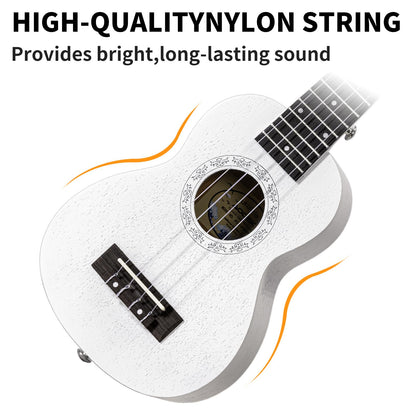 AODSK Soprano Blue Ukulele for Beginner 21 Inch Ukelele with Gig Bag Strap Nylon String 4 Picks Holiday Gift