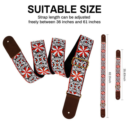 AODSK Guitar Strap Vintage Woven Adjustable,includes 2 Strap Locks, For Bass, Electric & Acoustic Guitars (Orange Vine)