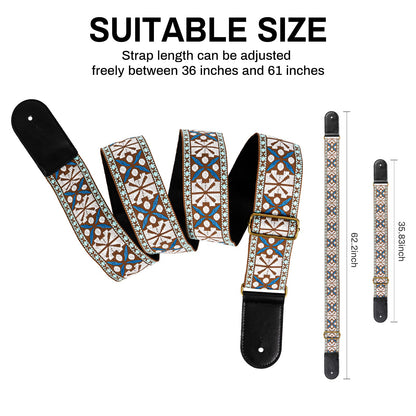 AODSK Guitar Strap Vintage Woven Adjustable,includes 2 Strap Locks, For Bass, Electric & Acoustic Guitars (Boho Weave)