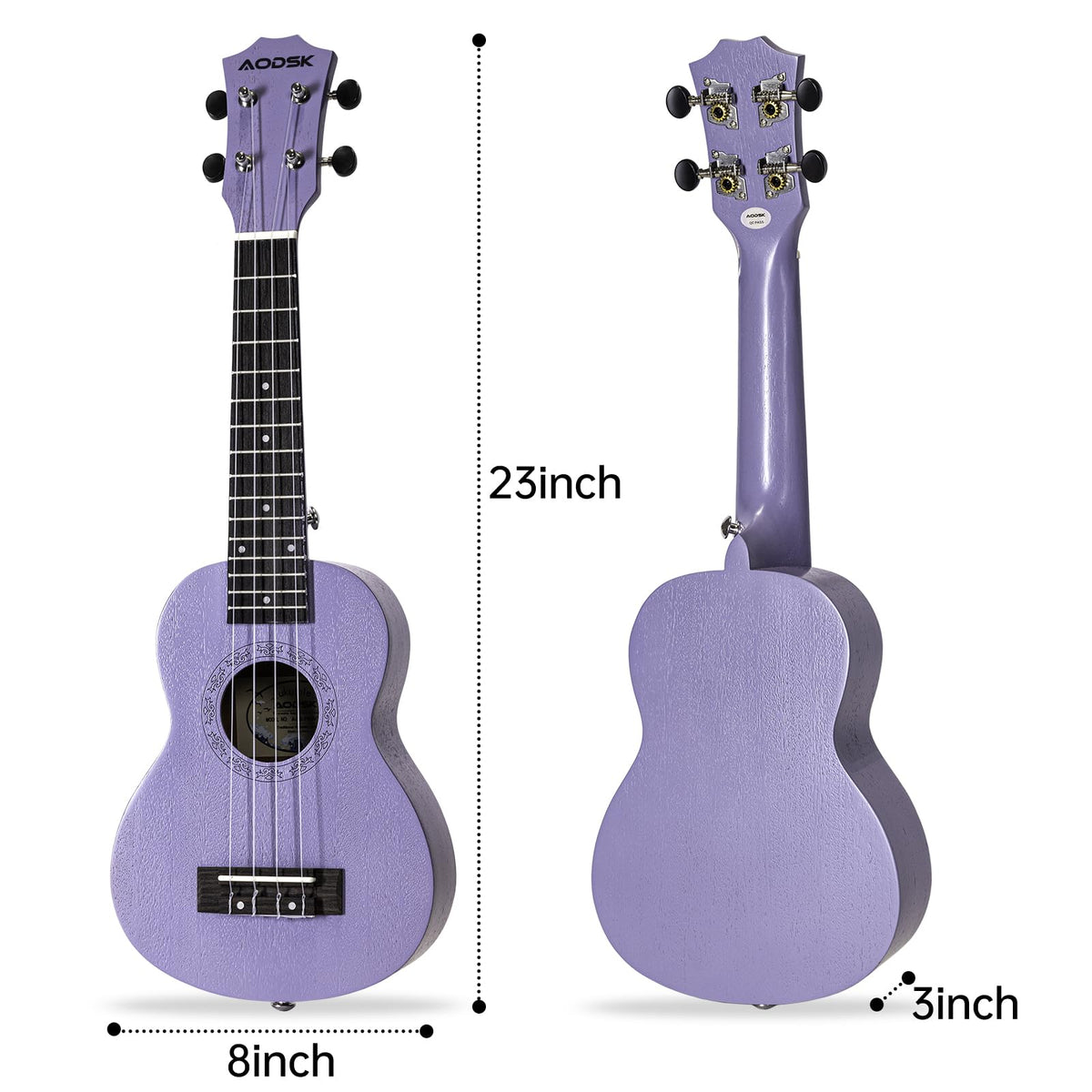 AODSK Violet Concert Ukulele 23 Inch – Sapele Wood Uke for Beginners & Adults with Gig Bag, Strap, Nylon Strings & 4 Picks