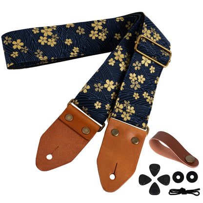 AODSK Guitar Strap Vintage Woven Adjustable,includes 2 Strap Locks, For Bass, Electric & Acoustic Guitars (Sakura Wave)