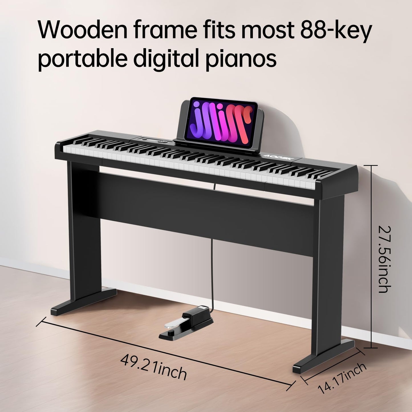 Aodsk 88 Key keyboard piano, Portable Digital Piano for Beginners,128 Tone,128 Rhythm, 20 Demo Song, with Sustain Pedal, Carrying Case, Complimentary Online Piano Lessons