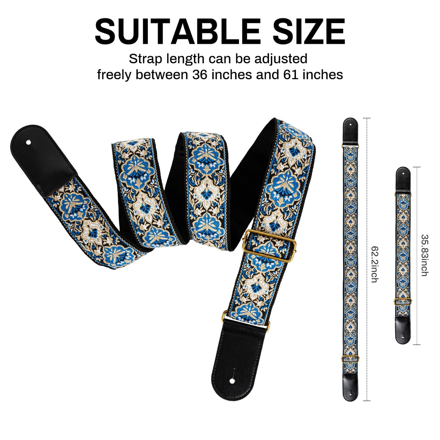 AODSK Guitar Strap Vintage Woven Adjustable,includes 2 Strap Locks, For Bass, Electric & Acoustic Guitars (Indigo Dune)