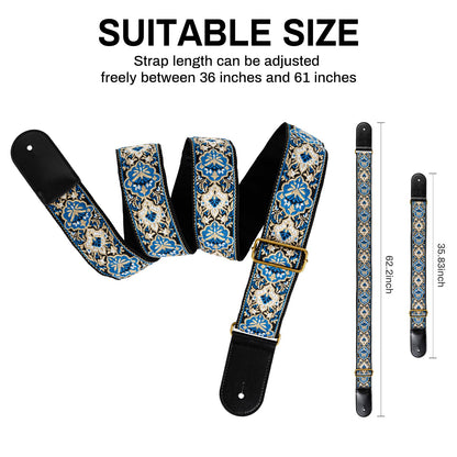 AODSK Guitar Strap Vintage Woven Adjustable,includes 2 Strap Locks, For Bass, Electric & Acoustic Guitars (Indigo Dune)