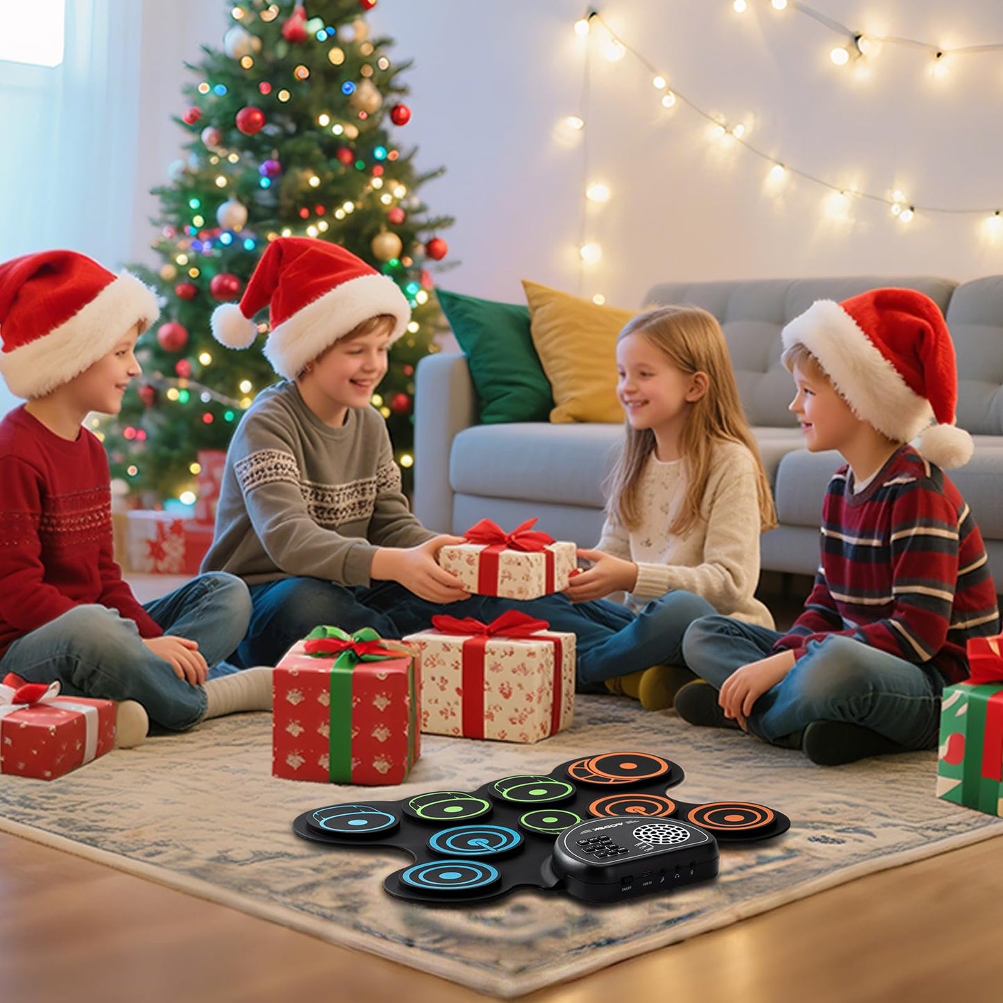 AODSK Electric Drum Set Built-in Speaker, Drum Pad and Sticks, Portable Roll Up Drums Practice Pad, Great Holiday gifts