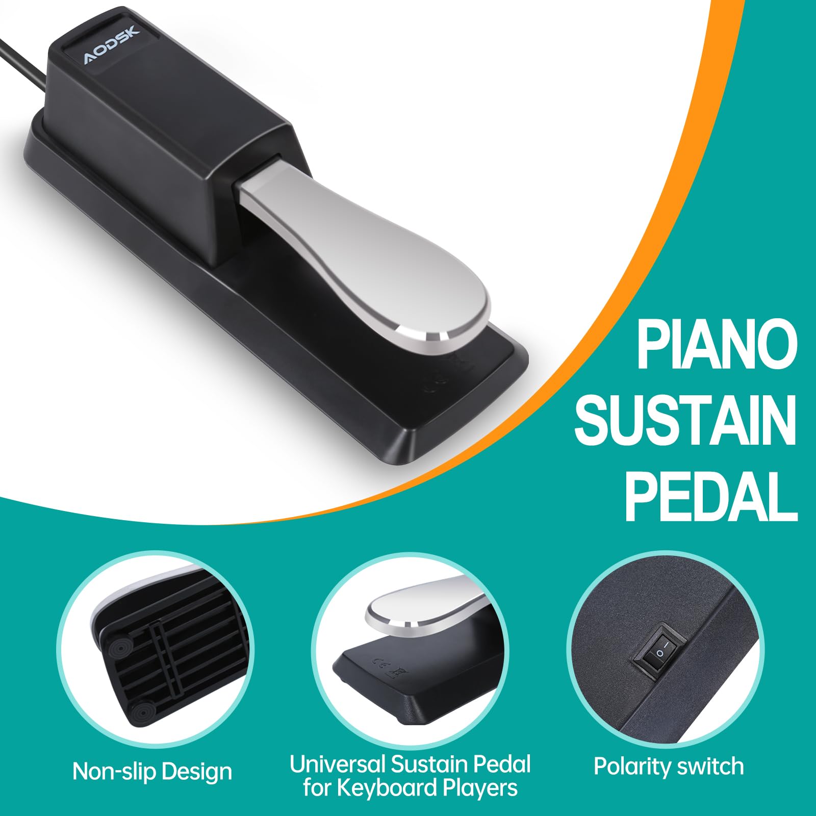 AODSK Sustain Pedal, Universal Piano Pedal for Digital Piano/Electroni