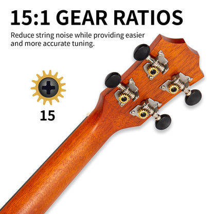 AODSK Concert Sunburst Ukulele for Beginner 23 Inch Uke with Gig Bag Strap Nylon String 4 Picks Holiday Gift