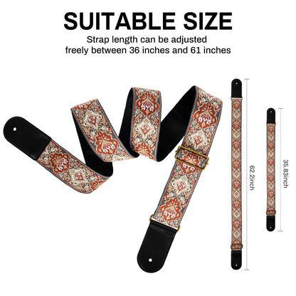 AODSK Guitar Strap Vintage Woven Adjustable,includes 2 Strap Locks, For Bass, Electric & Acoustic Guitars (Baroque Botanical)