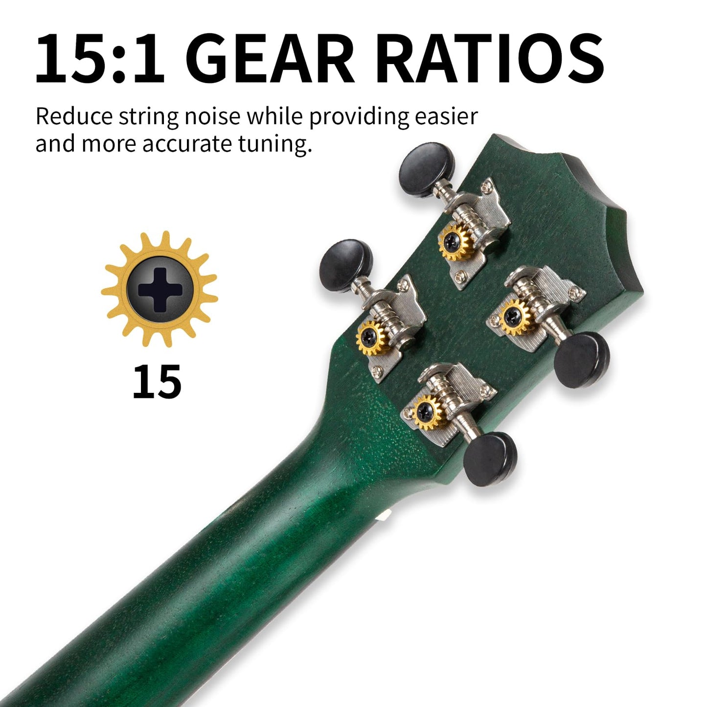 AODSK Concert Green Ukulele for Beginner 23 Inch Uke with Gig Bag Strap Nylon String 4 Picks Holiday Gift