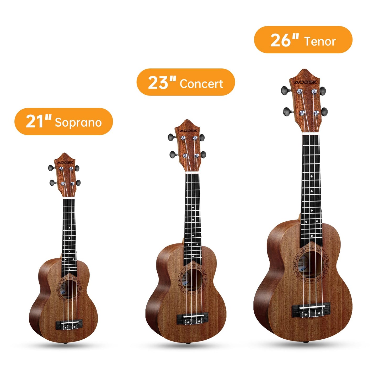 AODSK Tenor Ukulele for Beginner 26 Inch Ukelele Kit with Gig Bag Nylon String 4 Picks Cloth Online Lesson Holiday Gift