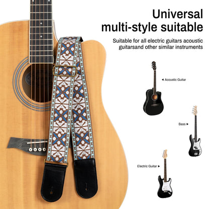 AODSK Guitar Strap Vintage Woven Adjustable,includes 2 Strap Locks, For Bass, Electric & Acoustic Guitars (Boho Weave)