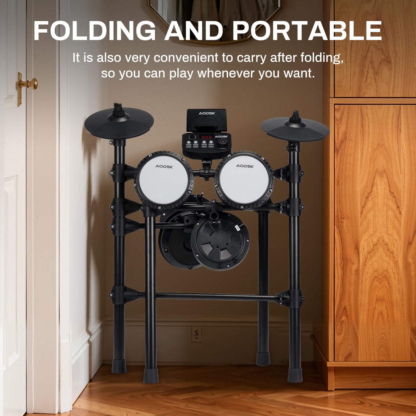 AODSK Electronic Drum Set, Professional Mesh Drum Pads, Upgraded Sound Module (260 sounds/30 Kits/20 Songs),Includes Sticks,Headphones,drum throne (2025 New Upgraded)