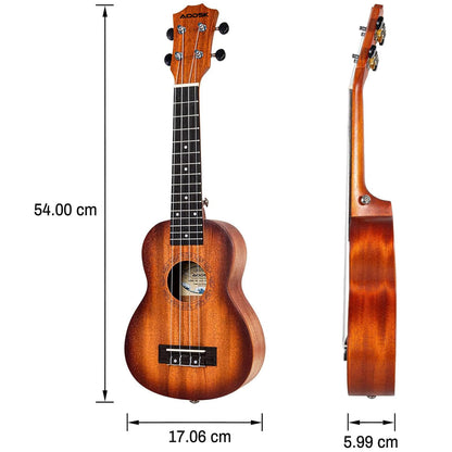 AODSK Soprano Sunburst Ukulele for Beginner 21 Inch Ukelele with Gig Bag Strap Nylon String 4 Picks Holiday Gift