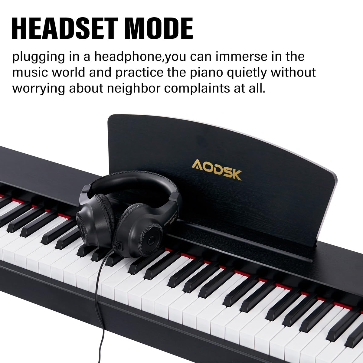 AODSK AD-X1N 88 Keys Digital Piano, Keyboard Piano, Full-size Semi Weighted Key, 128 Tones & Rhythms, MIDI/USB Connectivity, Headphone Jack