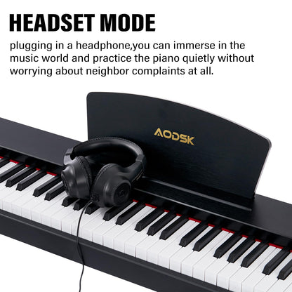 Aodsk 88 Key keyboard piano, Portable Digital Piano for Beginners,128 Tone,128 Rhythm, 20 Demo Song, with Sustain Pedal, Carrying Case, Complimentary Online Piano Lessons