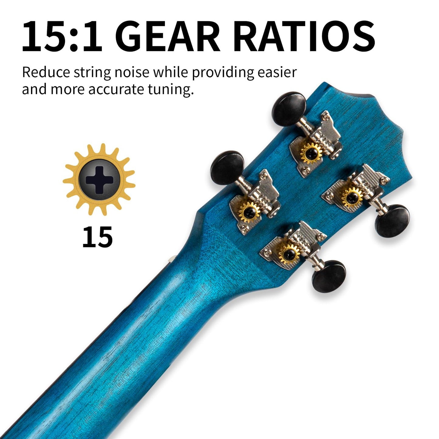 AODSK Concert Blue Ukulele for Beginner 23 Inch Uke with Gig Bag Strap Nylon String 4 Picks Holiday Gift