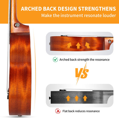 AODSK Concert Sunburst Ukulele for Beginner 23 Inch Uke with Gig Bag Strap Nylon String 4 Picks Holiday Gift