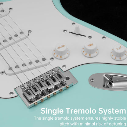 AODSK Electric Guitar for Beginners – 39" Blue SSS | Expressive Single-Coil Electric Guitar Kit with Amp, Gig Bag & Accessories