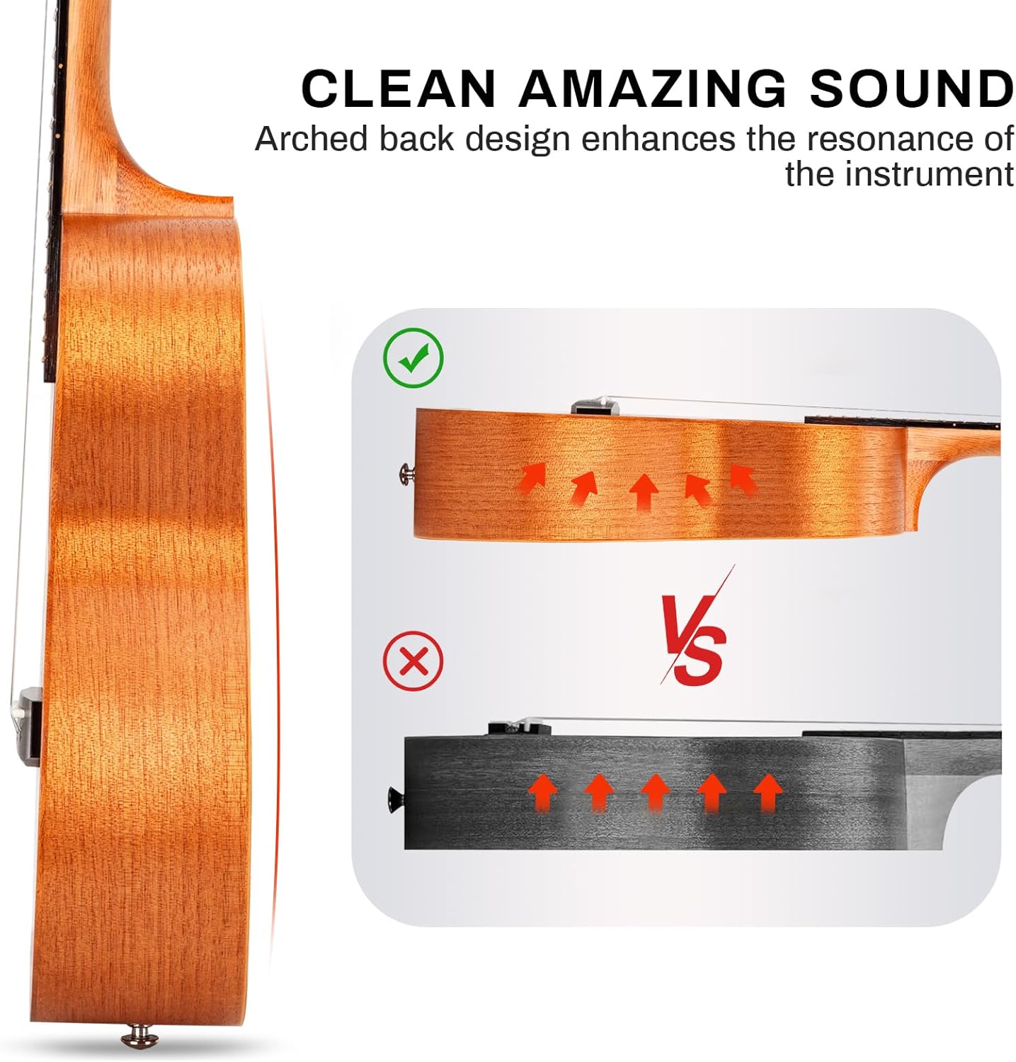 AODSK Concert Ukulele Beginner Solid Mahogany 23 Inch Ukelele Kit with Gig Bag Strap Nylon String Tuner 3 picks Cloth Online Lesson