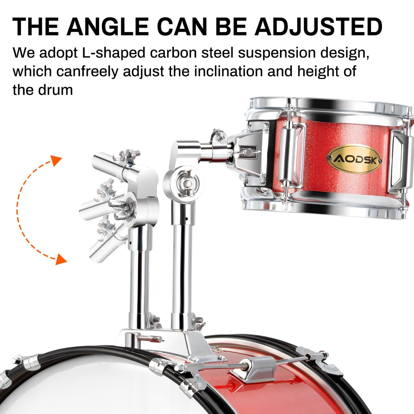 AODSK Drum Sets 5-Piece for Beginners, 14 inch Full Size Complete Drum Kit with Adjustable Throne, Cymbal, Hi-Hat, Pedal & Drumstick