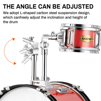 AODSK Drum Sets 5-Piece for Beginners, 14 inch Full Size Complete Drum Kit with Adjustable Throne, Cymbal, Hi-Hat, Pedal & Drumstick