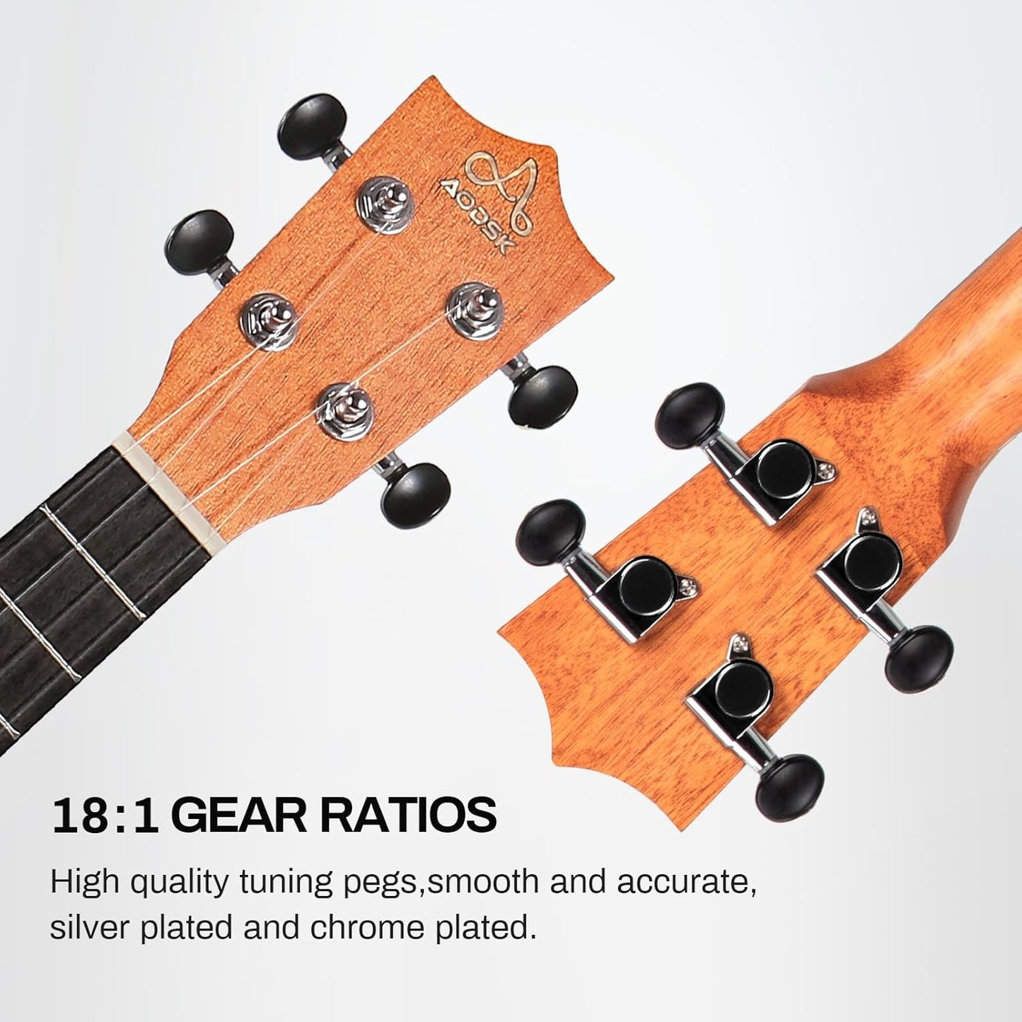AODSK Concert Ukulele Beginner Solid Mahogany 23 Inch Ukelele Kit with Gig Bag Strap Nylon String Tuner 3 picks Cloth Online Lesson