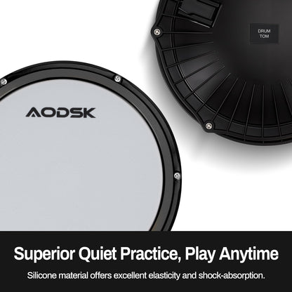 AODSK Electric Drum Set with Quiet Mesh Pads,Electronic Drum for Beginner,USB MIDI,Throne,Headphones,Sticks, Included 40 Kits and 450 Sounds