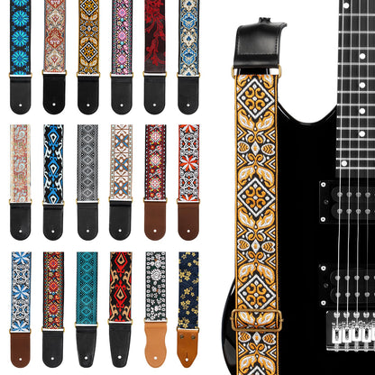 AODSK Guitar Strap Vintage Woven Adjustable,includes 2 Strap Locks, For Bass, Electric & Acoustic Guitars (Solar Weave)