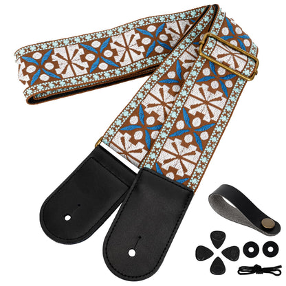 AODSK Guitar Strap Vintage Woven Adjustable,includes 2 Strap Locks, For Bass, Electric & Acoustic Guitars (Boho Weave)
