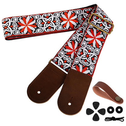 AODSK Guitar Strap Vintage Woven Adjustable,includes 2 Strap Locks, For Bass, Electric & Acoustic Guitars (Orange Vine)