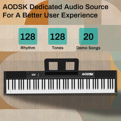 Aodsk 88 Key keyboard piano, Portable Digital Piano for Beginners,128 Tone,128 Rhythm, 20 Demo Song, with Sustain Pedal, Carrying Case, Complimentary Online Piano Lessons