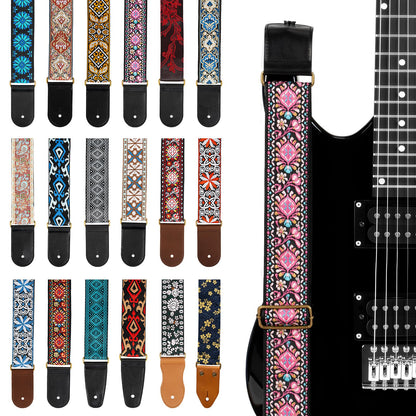 AODSK Guitar Strap Vintage Woven Adjustable,includes 2 Strap Locks, For Bass, Electric & Acoustic Guitars (Pink Paisley)