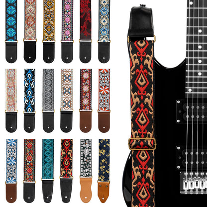 AODSK Guitar Strap Vintage Woven Adjustable,includes 2 Strap Locks, For Bass, Electric & Acoustic Guitars (Gilded Sonata)