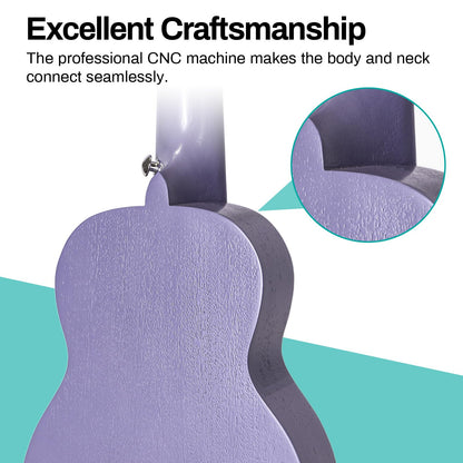 AODSK Soprano Violet Ukulele for Beginner 21 Inch Ukelele with Gig Bag Strap Nylon String 4 Picks Holiday Gift
