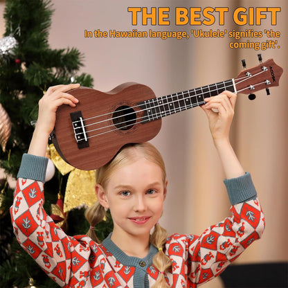 AODSK Soprano Ukulele for Beginner 21 Inch Ukelele Kit with Gig Bag Nylon String 4 Picks Cloth Online Lesson Holiday Gift