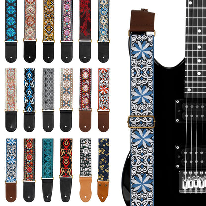 AODSK Guitar Strap Vintage Woven Adjustable,includes 2 Strap Locks, For Bass, Electric & Acoustic Guitars (Indigo Dune)