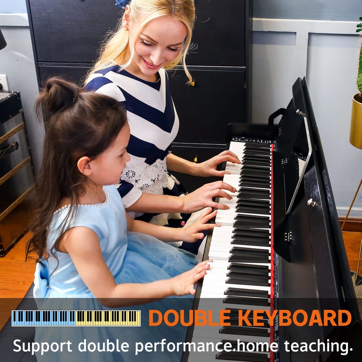 AODSK 88-Key Weighted keyboard piano,Hammer Action Digital Piano with Speakers,Furniture Stand and Triple Pedals,piano keyboard 88 keys Beginner's Course- Support Headphones,Piano Lessons,B-83S