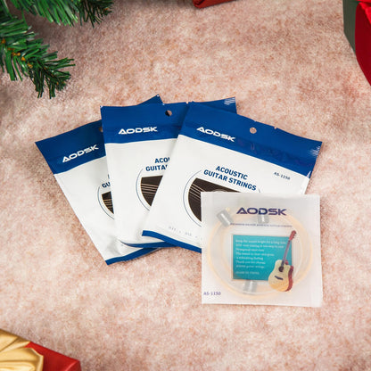 AODSK Guitar Strings,Light Acoustic Strings Phosphor Bronze Coating Acoustic Guitar Strings,5 Sets of 6 Hex Steel String(.011-.050)