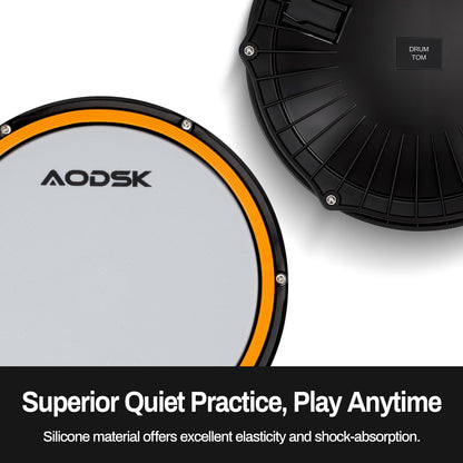 AODSK Electric Drum Set with Quiet Mesh Pads,Electronic Drum for Beginner,USB MIDI,Throne,Headphones,Sticks, Included 40 Kits and 450 Sounds