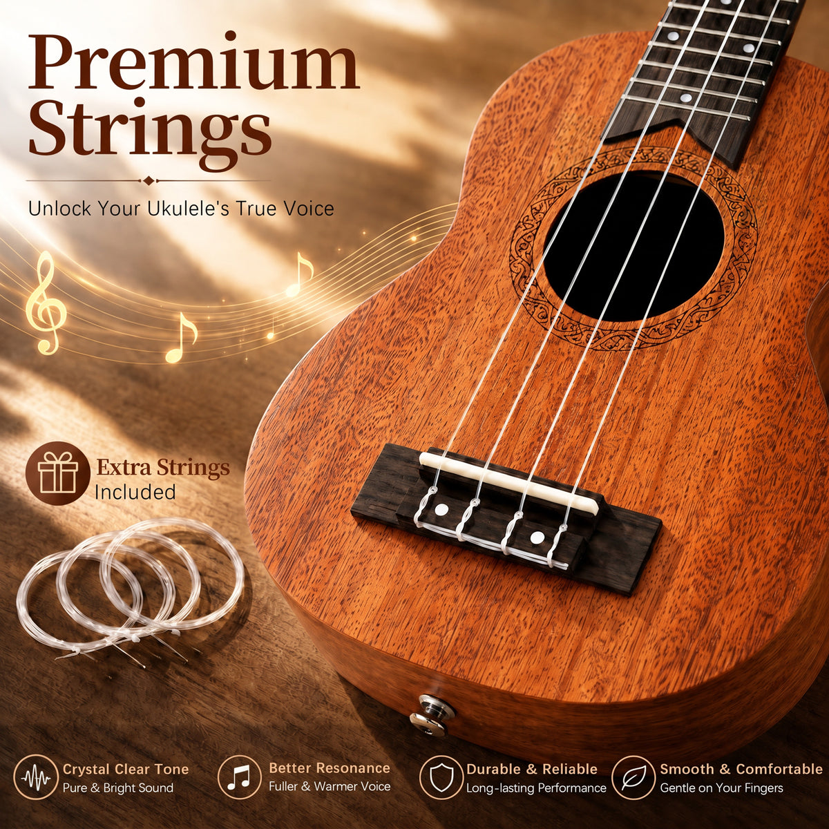 AODSK Soprano Ukulele for Beginner 21 Inch Matte Sapele Wood Beginner Kit with Bag & Accessories
