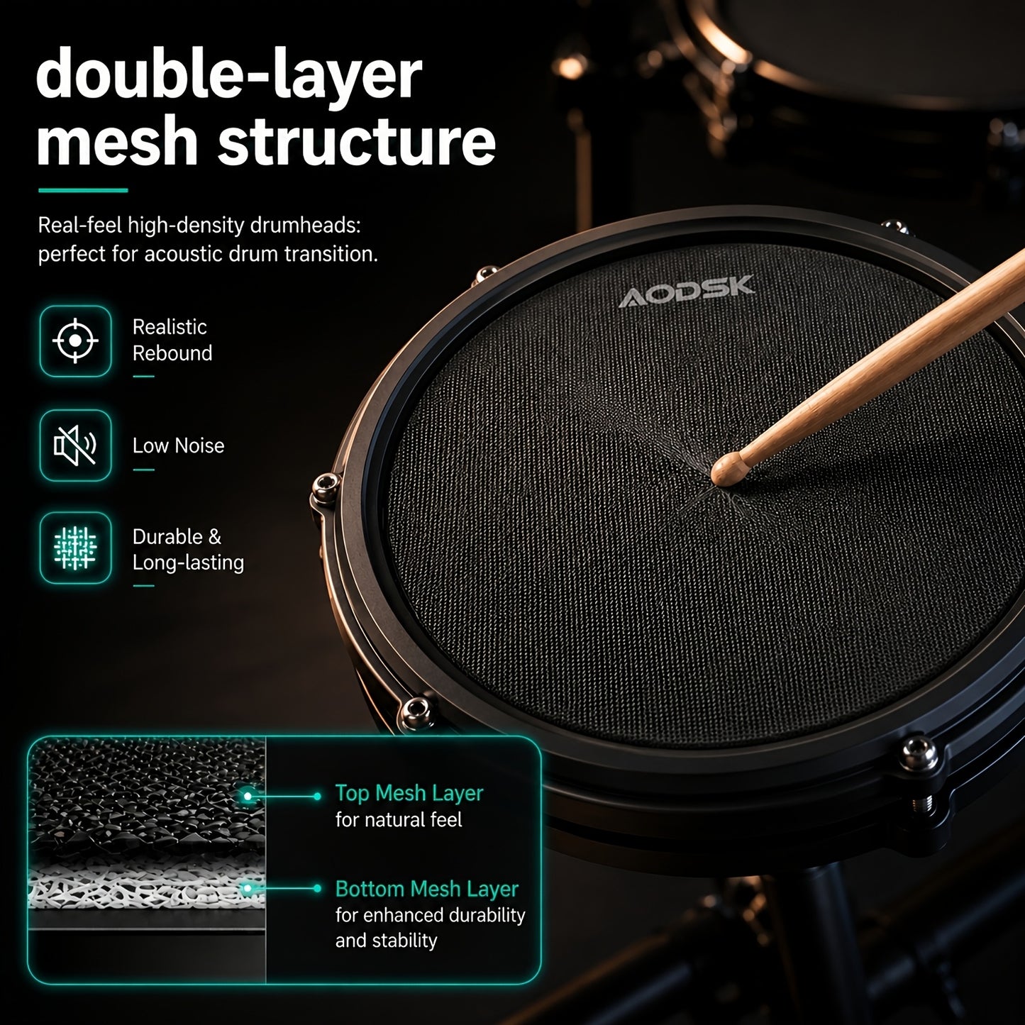 Electronic Drum Set For Beginners. It Has 150 Kinds Of Tones, 4 Silent Drum Pads, 2 Pedals And Comes With Accessories.